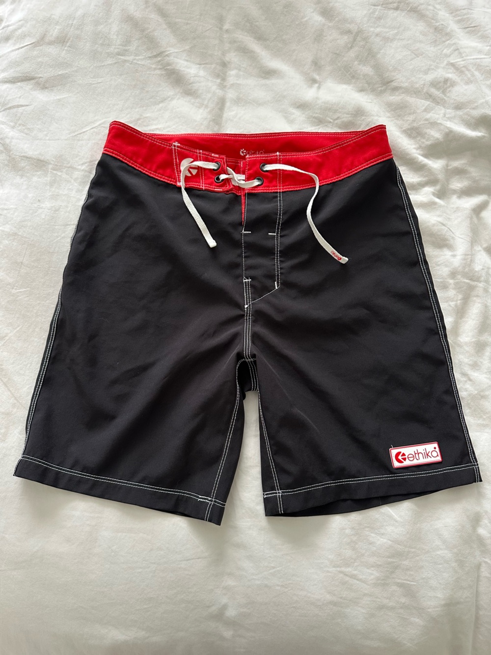 ethika Two-Tone Black & Red Board Shorts